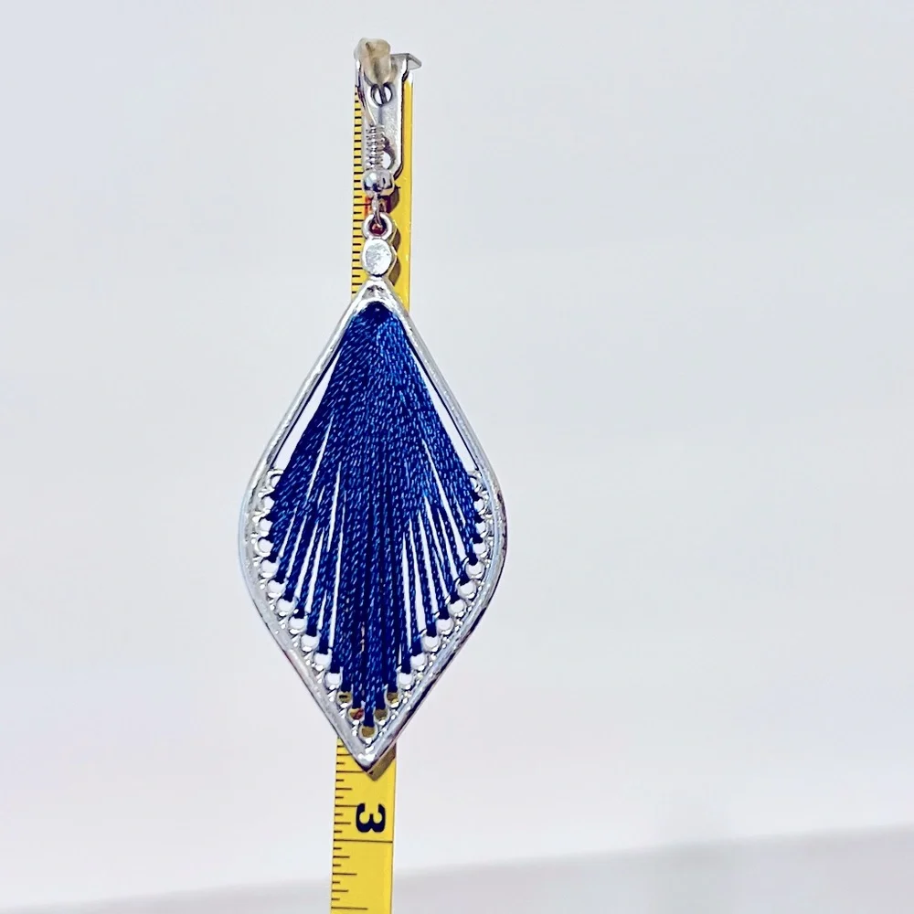 $15 each.. choose any 1 color Silver-Tone &  Colored Fabric Dangle-Earrings. - Picture 5 of 5